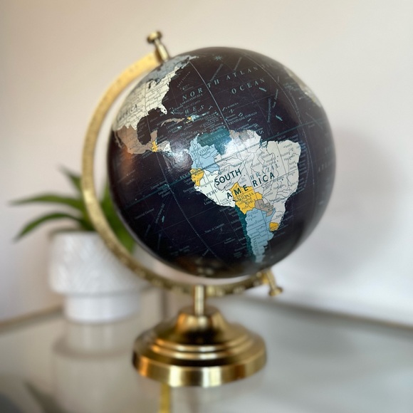 Freestanding Spinning Tilted Globe - Gold, Blue, and Neutrals - Picture 6 of 6
